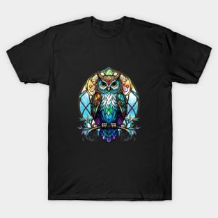 Owl Bird Animal Portrait Stained Glass Wildlife Outdoors Adventure T-Shirt